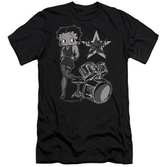 Betty Boop With The Band Men's Ultra-Soft 30/1 Cotton Slim Short-Sleeve T-Shirt