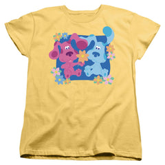 Blue's Clues Magenta And Flowers Women's 18/1 Cotton Short-Sleeve T-Shirt