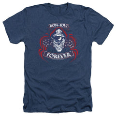 Bon Jovi Forever Skull Men's 30/1 Heather 60 40 Poly Short-Sleeve T-Shirt
