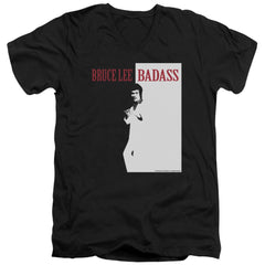 Bruce Lee Badass Men's 30/1 Cotton Slim V-Neck T-Shirt