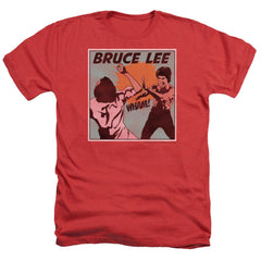Bruce Lee Comic Panel Men's 30/1 Heather 60 40 Poly Short-Sleeve T-Shirt