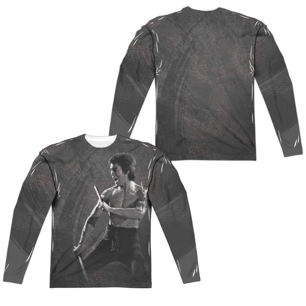 Bruce Lee Dragon Print Men's Regular Fit Polyester Long-Sleeve T-Shirt