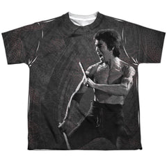 Bruce Lee Dragon Print Youth Regular Fit Poly Short-Sleeve T-Shirt