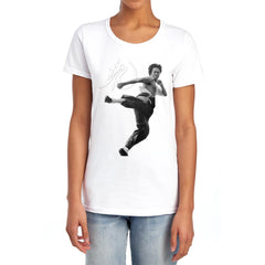 Bruce Lee Flying Kick Women's 18/1 Cotton Short-Sleeve T-Shirt