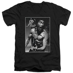 Bruce Lee Focused Rage Men's 30/1 Cotton Slim V-Neck T-Shirt