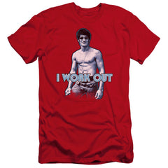 Bruce Lee Lee Works Out Men's Ultra-Soft 30/1 Cotton Slim Short-Sleeve T-Shirt