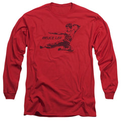 Bruce Lee Line Kick Men's 18/1 Cotton Long-Sleeve T-Shirt