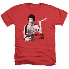 Bruce Lee Nunchucks Men's 30/1 Heather 60 40 Poly Short-Sleeve T-Shirt