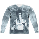 Bruce Lee Nunchucks Men's Regular Fit Polyester Long-Sleeve T-Shirt