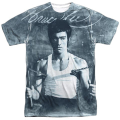 Bruce Lee Nunchucks Men's Regular Fit Polyester Short-Sleeve T-Shirt