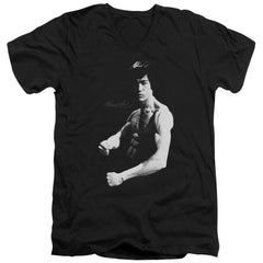 Bruce Lee Stance Men's 30/1 Cotton Slim V-Neck T-Shirt