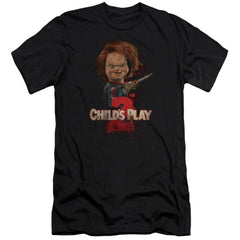 Child's Play 2 Heres Chucky Men's Ultra-Soft 30/1 Cotton Slim Short-Sleeve T-Shirt