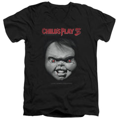Child's Play 3 Face Poster Men's 30/1 Cotton Slim V-Neck T-Shirt