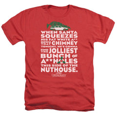 Christmas Vacation Jolliest Bunch Men's 30/1 Heather 60 40 Poly Short-Sleeve T-Shirt