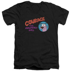 Courage The Cowardly Dog Courage Logo Men's 30/1 Cotton Slim V-Neck T-Shirt