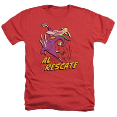 Cow And Chicken Al Rescate Men's 30/1 Heather 60 40 Poly Short-Sleeve T-Shirt