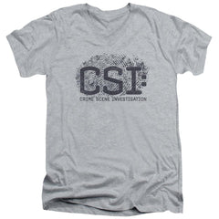 CSI Distressed Logo Men's 30/1 Cotton Slim V-Neck T-Shirt