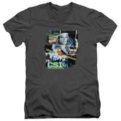 CSI Evidence Collage Men's 30/1 Cotton Slim V-Neck T-Shirt