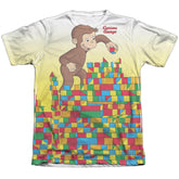 Curious George Building Blocks Men's Regular Fit Poly Cotton Short-Sleeve T-Shirt