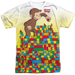 Curious George Building Blocks Men's Regular Fit Polyester Short-Sleeve T-Shirt