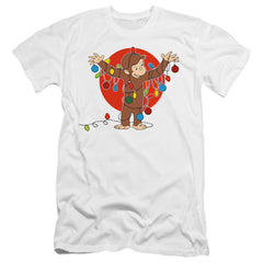 Curious George Lights Men's Ultra-Soft 30/1 Cotton Slim Short-Sleeve T-Shirt