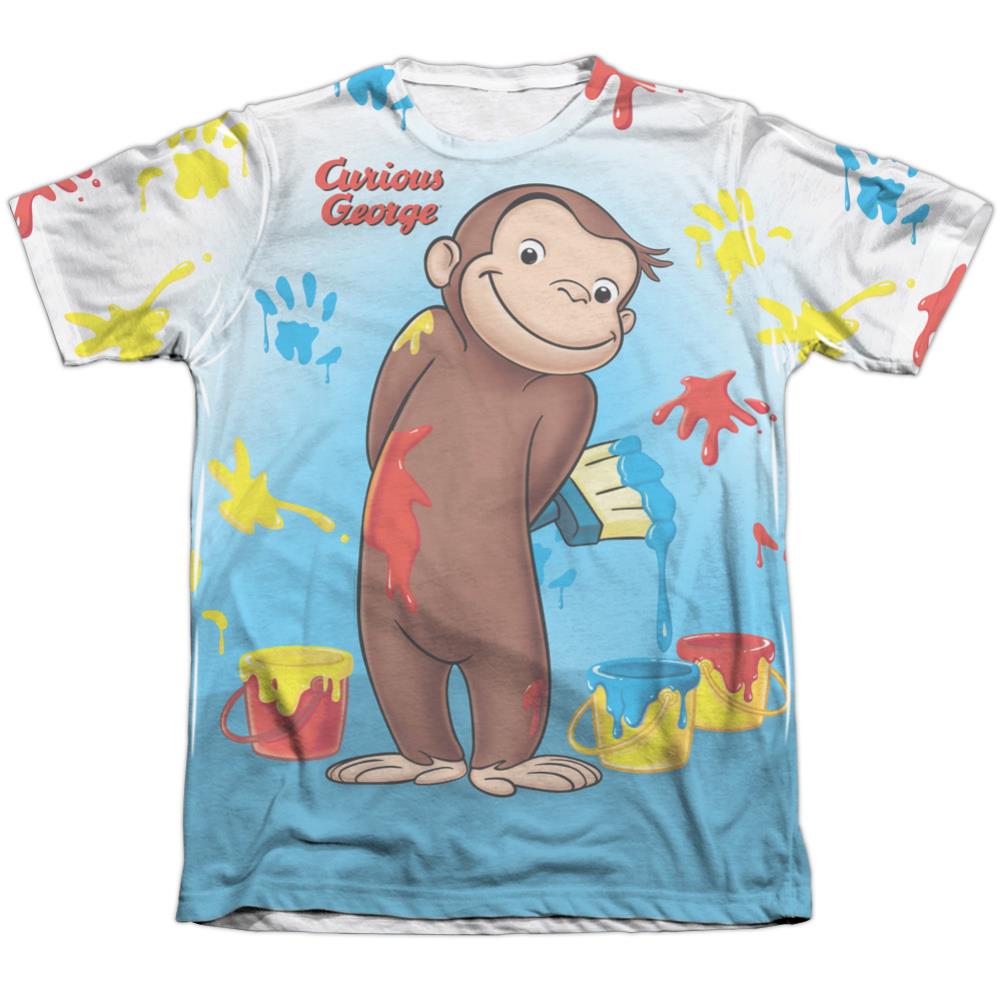 Curious George Paint All Over Men's Regular Fit Poly Cotton Short-Sleeve T-Shirt