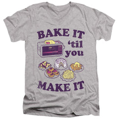 Easy Bake Oven Bake It Til You Make It Men's 30/1 Cotton Slim V-Neck T-Shirt