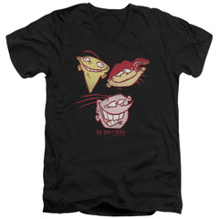 Ed Edd N Eddy Three Heads Men's 30/1 Cotton Slim V-Neck T-Shirt