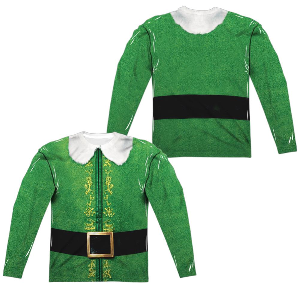 Elf Buddy Costume (Front/Back Print) Men's Regular Fit Polyester Long-Sleeve T-Shirt