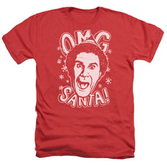 Elf OMG Santa Men's 30/1 Heather 60 40 Poly Short-Sleeve T-Shirt