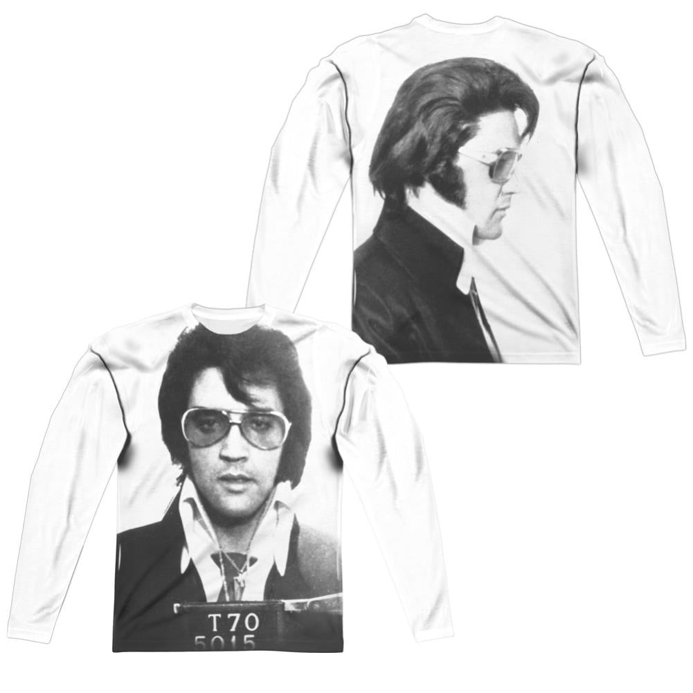 Elvis Presley Mugshot (Front/Back Print) Men's Regular Fit Polyester Long-Sleeve T-Shirt