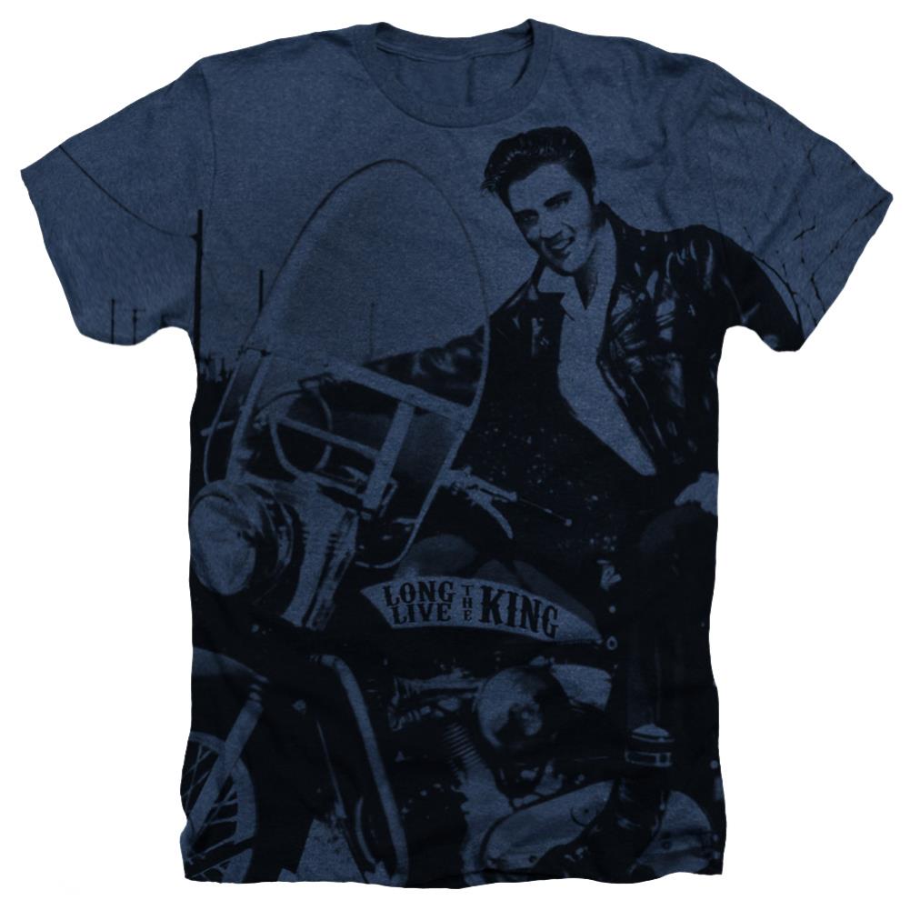 Elvis Presley Riding Like A King Men's 30/1 Cotton Poly SS Heather T