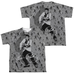 Elvis Presley Rockin All Over (Front/Back Print) Youth Regular Fit Poly Short-Sleeve T-Shirt
