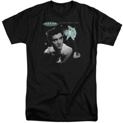 Elvis Presley Teal Portrait Men's 18/1 Tall Cotton Short-Sleeve T-Shirt