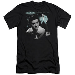 Elvis Presley Teal Portrait Men's Ultra-Soft 30/1 Cotton Slim Short-Sleeve T-Shirt