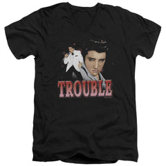 Elvis Presley Trouble Men's 30/1 Cotton Slim V-Neck T-Shirt