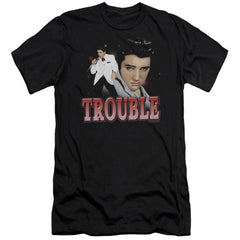 Elvis Presley Trouble Men's Ultra-Soft 30/1 Cotton Slim Short-Sleeve T-Shirt