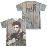 Elvis Presley Woodgrain (Front/Back Print) Men's Regular Fit Poly Cotton Short-Sleeve T-Shirt