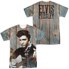 Elvis Presley Woodgrain (Front/Back Print) Men's Regular Fit Polyester Short-Sleeve T-Shirt