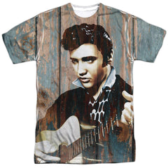 Elvis Presley Woodgrain Men's Regular Fit Polyester Short-Sleeve T-Shirt