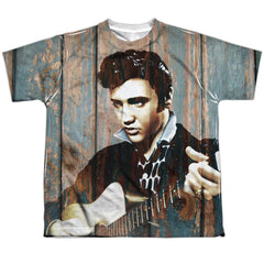 Elvis Presley Woodgrain Youth Regular Fit Poly Short-Sleeve T-Shirt