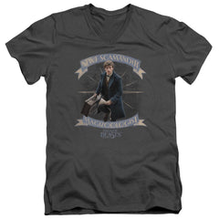Fantastic Beasts And Where To Find Them Newt Scamander Men's 30/1 Cotton Slim V-Neck T-Shirt