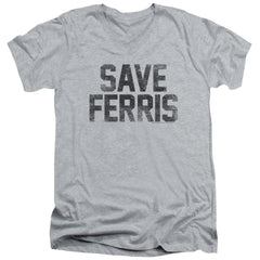 Ferris Bueller's Day Off Save Ferris Men's 30/1 Cotton Slim V-Neck T-Shirt