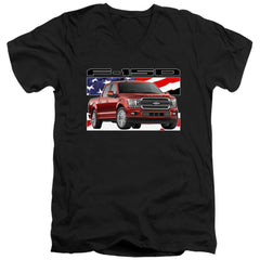 Ford F-150 Flag Men's 30/1 Cotton Slim V-Neck T-Shirt