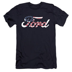 Ford Flag Logo Men's Ultra-Soft 30/1 Cotton Slim Short-Sleeve T-Shirt