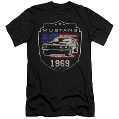 Ford Mustang 1969 Flag Men's Ultra-Soft 30/1 Cotton Slim Short-Sleeve T-Shirt