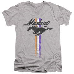Ford Mustang Stripes Men's 30/1 Cotton Slim V-Neck T-Shirt