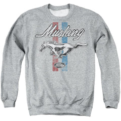 Ford Mustang Stripes Men's Crewneck 50 50 Poly Long-Sleeve T-Shirt