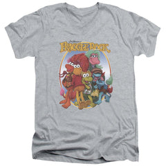 Fraggle Rock Group Hug Men's 30/1 Cotton Slim V-Neck T-Shirt
