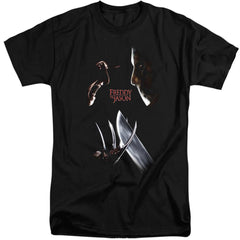 Freddy vs. Jason Face Off Men's 18/1 Tall Cotton Short-Sleeve T-Shirt